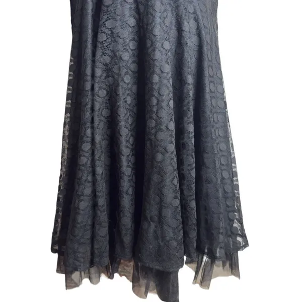 Lane Bryant Plus Size Black Lace Tulle Midi Dress Womens 28 Whimsigoth Flared - Image 3