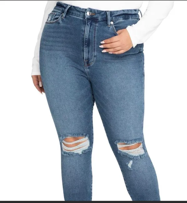 Good American Good Waist Crop Raw Edge High Rise Skinny Jeans Plus Size 22 NWT - Image 5