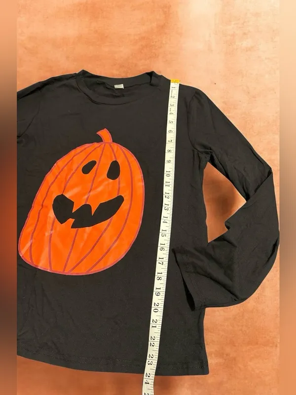 Women's Black Pumpkin Pajama Set with Orange Print - Image 3