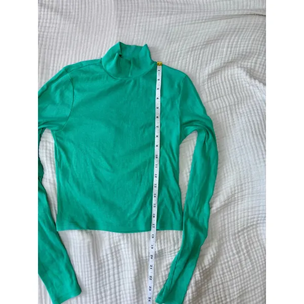 Women's American Eagle Outfitters Green Ribbed Long Sleeve Tee M - Image 8