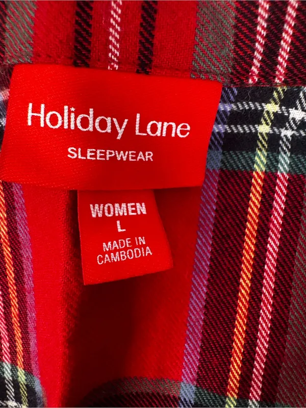 Red Plaid Flannel Pajama Set Size L - Image 6