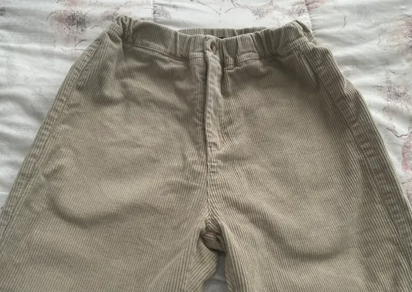Corduroy Beige Ivory Bootcut Pants, one size - Image 10