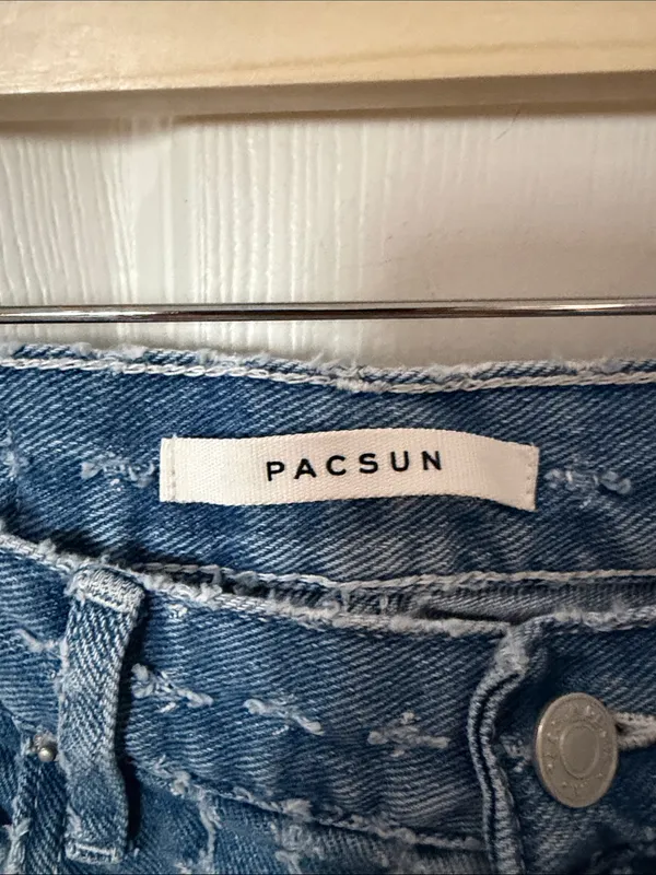 PacSun Blue Patterned Straight Leg Jeans dad jeans size 27 - Image 2
