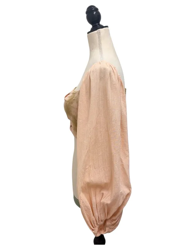Jens Pirate Booty Tie Dye Double Twist Long Balloon Sleeve Gauze Crop Top Small - Image 4