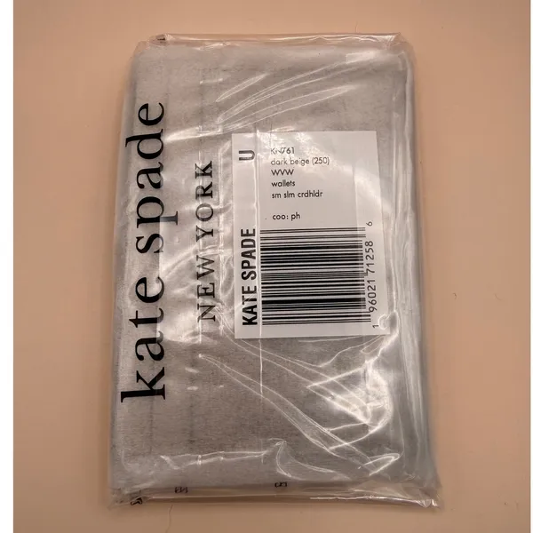 Kate Spade New York Spade Flower Small Slim Card Holder Dark Beige KN761‎ NEW - Image 6