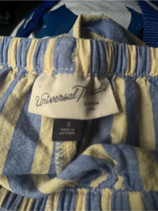 Universal Threads Blue Cream Stripe Pull On Midi Skirt Small Coastal Euro Summer Resort Vacation - Image 2