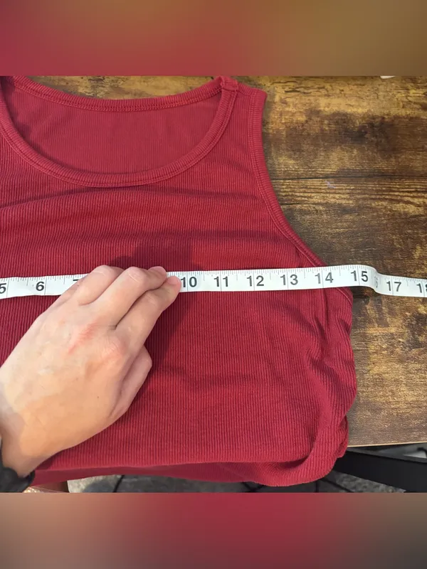 Women’s Red Sleeveless Ribbed Tank Top - Image 4
