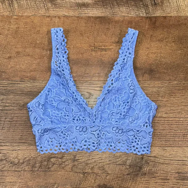 Aerie Lace Pullover Wireless Lined Bralette in Blue - Image 10