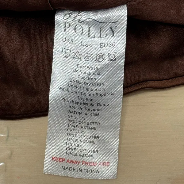 Oh Polly Chocolate Brown Satin‎ Lace Up Corset Top Square Neck US 4 Party Sexy - Image 8
