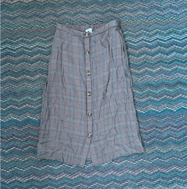American Eagle Plaid Button Down Midi Skirt - Image 4