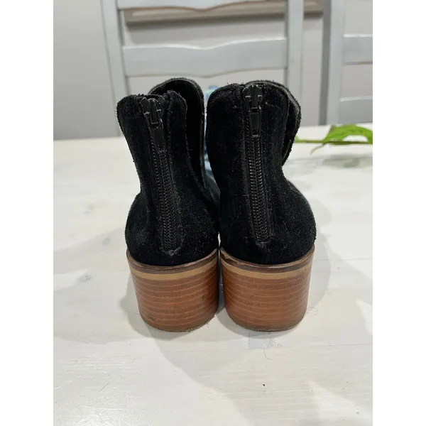 Steve Madden Suede Booties Block Heel Ankle‎ Boots Black Zipper Size?7.5 - Image 2