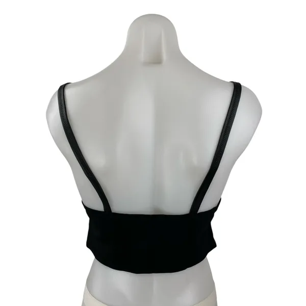 Zara Trafaluc Women's Black Faux Leather Vegan V Neck Cami Tank Crop Top Size L - Image 2