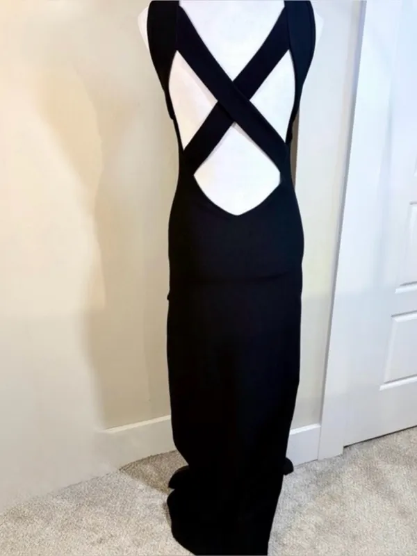 💥Lovers + Friends Passion Black Cutout Maxi Dress with High Slit Sz M🧡 - Image 3