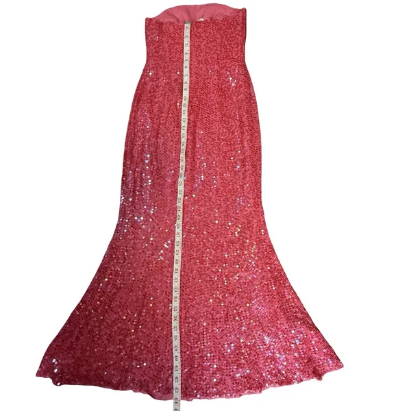 Jovani VTG Y2K Sequin Gown‎ Silk Mermaid Maxi Pink Prom Dress Evening Formal 0 - Image 3