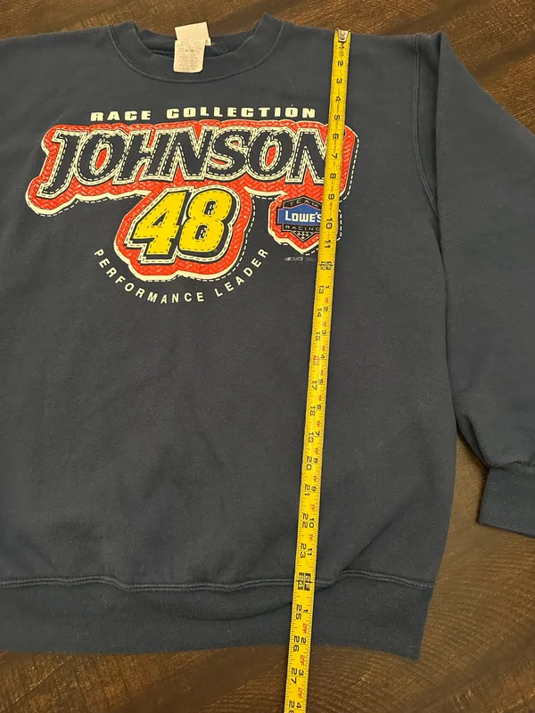 Chase Authentics Vtg Y2K NASCAR Mens Medium Faded Jimmie Johnson Racing Crewneck Sweatshirt Blue - Image 5
