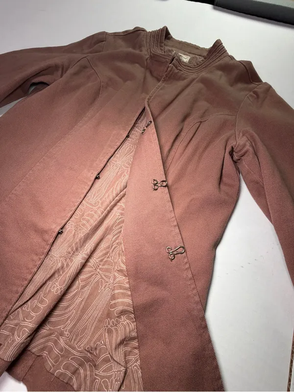 Tulle Anthropologie Dusty Rose utility Jacket tight large Fitted Military Boho - Image 3