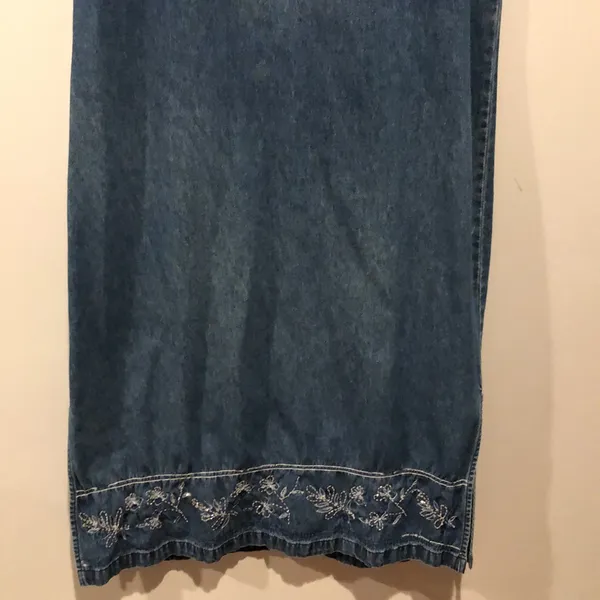 Vintage 90s Y2K Erika Collection Embellished Faded Denim Dress - Image 4