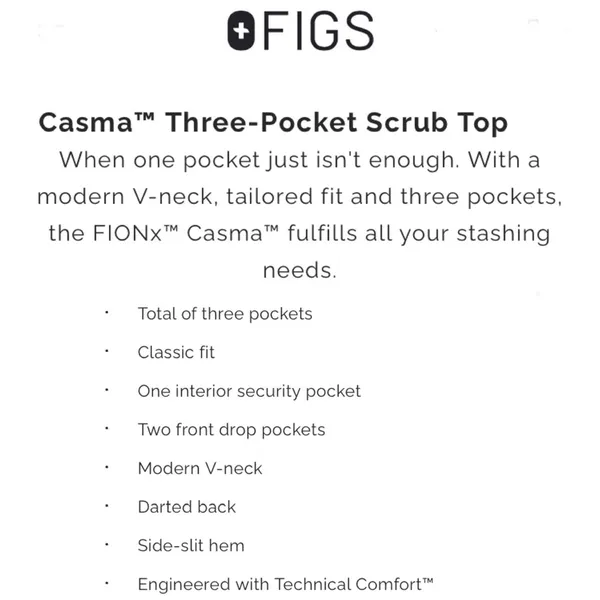 FIGS FW1100 Black Casma Three-Pocket V-Neck Scrub Top Size S - Image 16