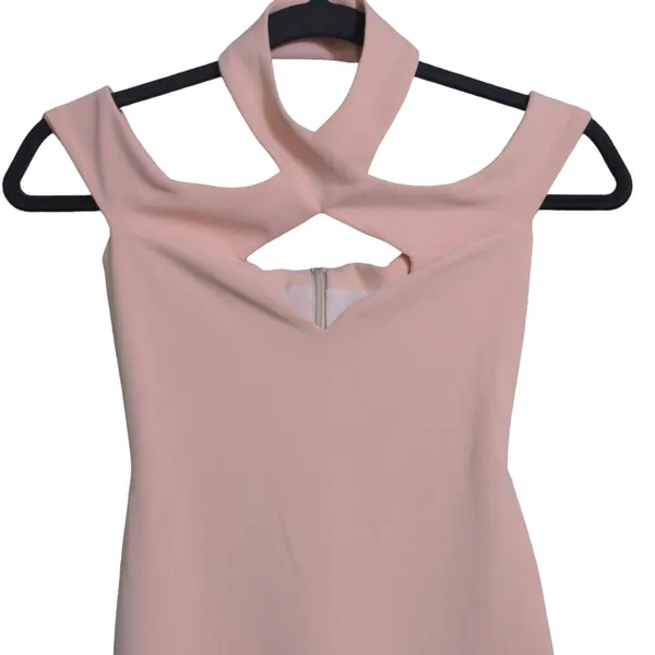 Nookie Hollywood Midi Dress Blush Pink Off the Shoulder Cutout Choker XS New - Image 4