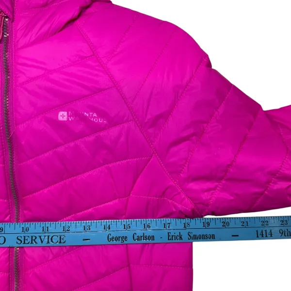 Mountain Warehouse Womens Pink‎ Puffer Jacket Hooded Lightweight Packable Sz 10 - Image 5
