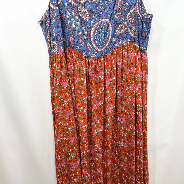 Natural Life XL Tricia Maxi Dress Blue Paisley Red Floral Boho Cottagecore‎ 1836 - Image 6