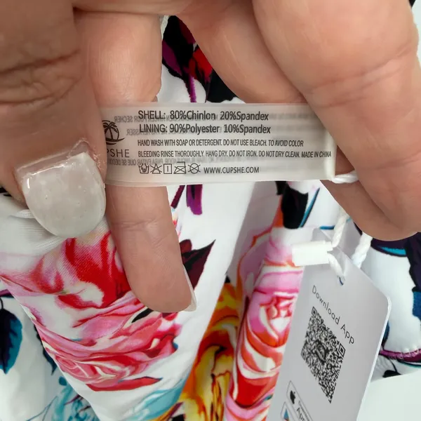 Cupshe One Piece Swimsuit Women Large Multicolor NWT‎ Floral Striped AB20312M - Image 7