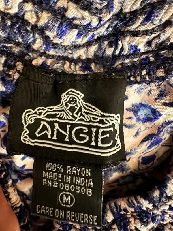Angie Boho Mediterranean Mosaic Smocked High Waisted Festival Shorts M - Image 10