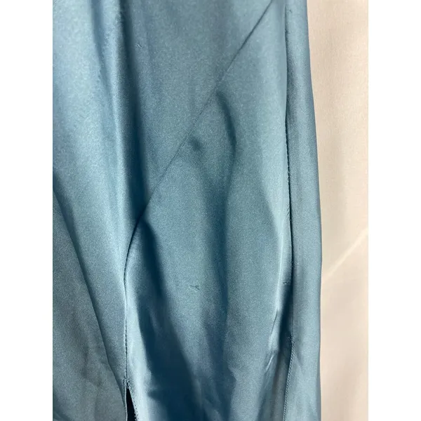 ASOS DESIGN satin maxi skirt with spliced hem in dusty blue size 2 - Image 5