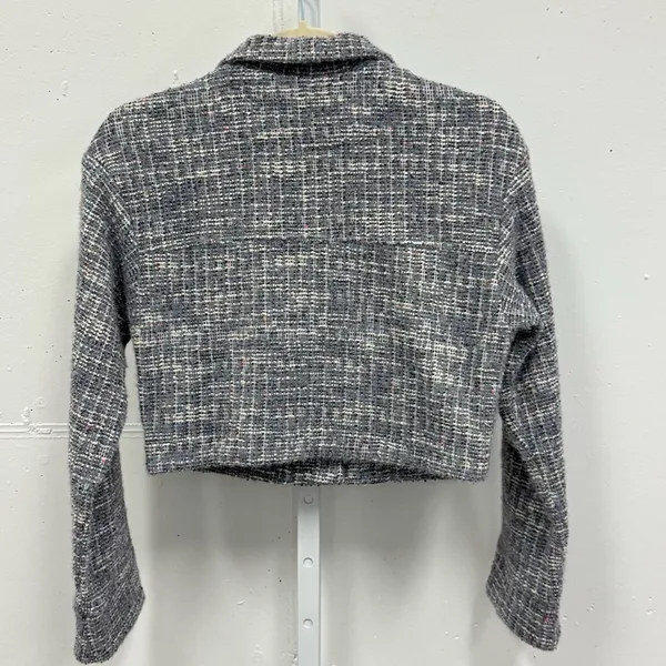 Boutique Storia Tweed Like Cropped Button Jacket‎ Top Dusty Gray Small - Image 2