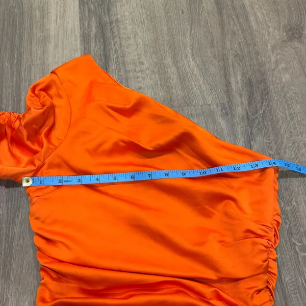 Michael Costello x Revolve Womens Oscar One Sleeve Ruched Dress Orange Size XS - Image 11