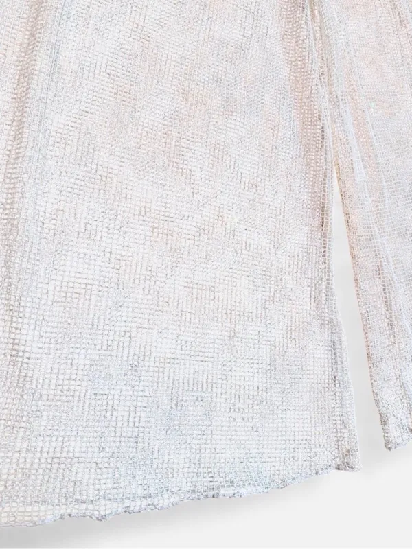 Jordan Taylor White Wide-Leg Mesh Pants Cover Up with Iridescent Sequence Sz S - Image 5