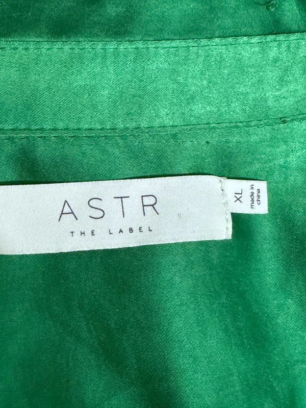 ASTR Satin Wrap Mini Dress Green XL Wedding Guest Cocktail Holiday Party Evening - Image 9