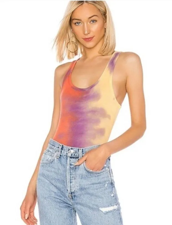 Agolde Premium Tie-Dye Ribbed Sleeveless Bodysuit Size M - Image 2