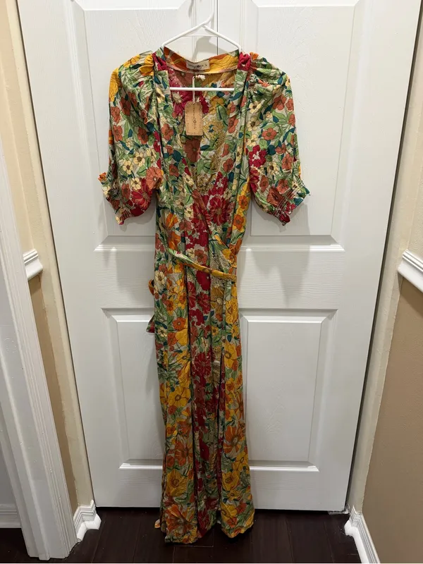 Natural Life Sophia Wrap Maxi Dress in gold vintage floral print large NWT - Image 3