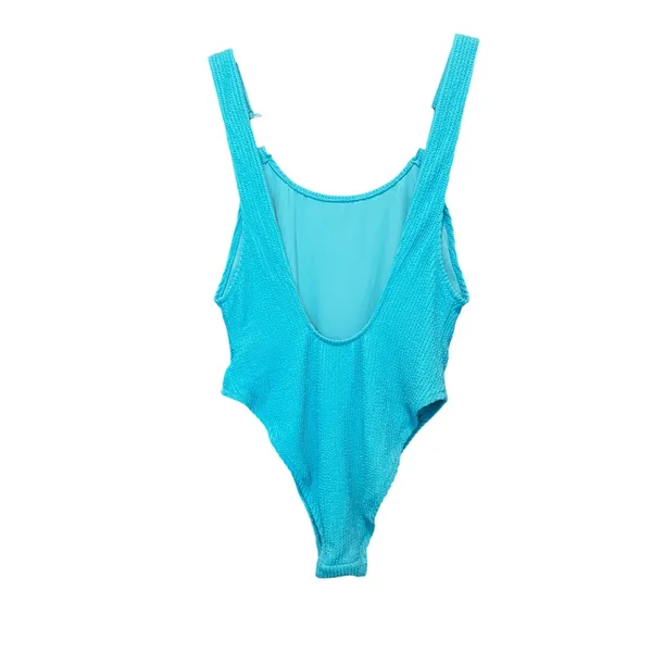 NWT Aerie One Piece Swimsuit‎ Women Medium Blue Shimmer Textured Cheekiest Swim - Image 4