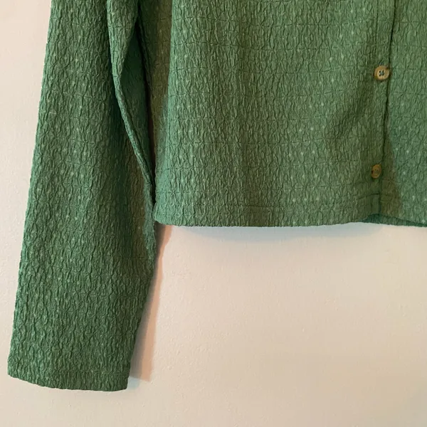 NWT Madewell Green Textured Cropped Lightweight Sweater Women's size Medium - Image 6