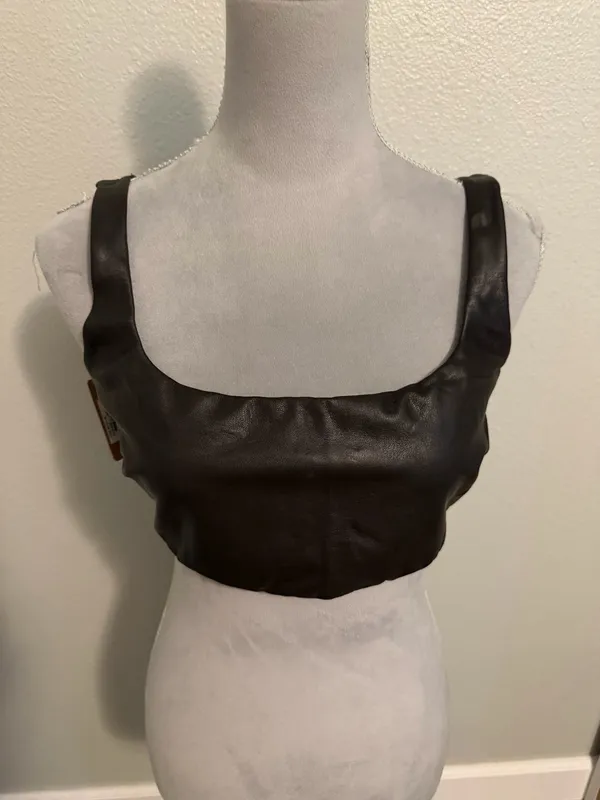 Skims Faux Leather Bralette in “Soot”, Sz XL - Image 2