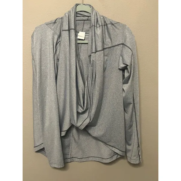 Zyia Active Grey‎ Heathered Long Sleeve Wrap Cardigan Top Womens Medium - Image 2