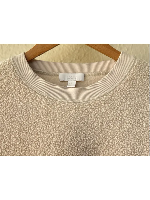 COS Sweatshirt Women Medium Sherpa Fleece Teddy Pullover Oversized Crewneck - Image 9
