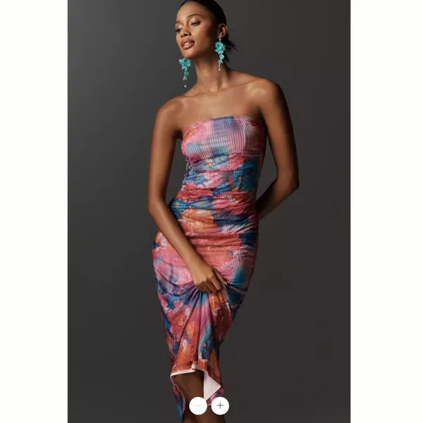 Anthropologie The Soleil Slim Strapless Ruched Mesh Dress - Image 4