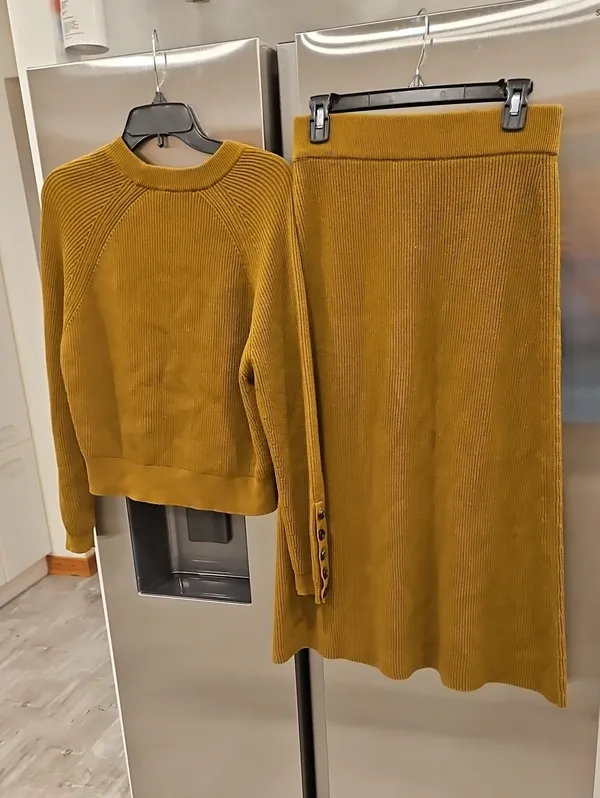 💕SEZANE💕 Ribbed Knit Set: Sami Jumper (Medium) + Naelle Skirt (Large) Green - Image 12