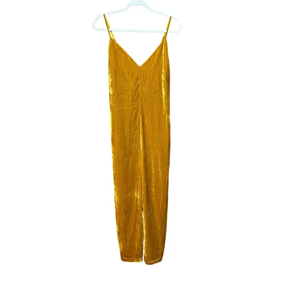 ASTR the Label Hey Hey Hey Jumpsuit in Gold / Mustard Yellow Velour (no belt) Sm - Image 2