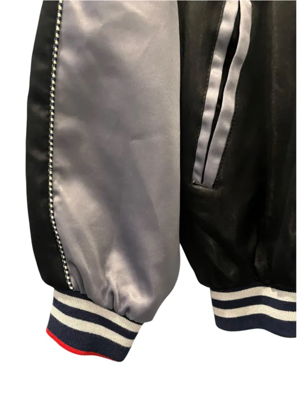 Vintage Style Japanese Sukajan Souvenir Jacket Crane Embroidery Black Satin XXL - Image 5