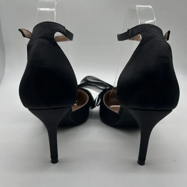 NEW Allegra K Heels Womens 9 Black‎ Pointed Toe Ankle Strap Pumps Bow Stiletto - Image 5
