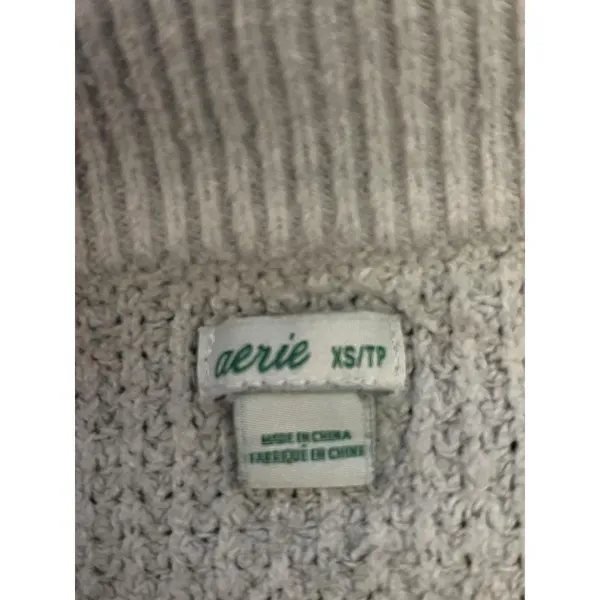 Aerie Sweater Womens XS Gray Waffle Knit Crewneck Pullover Cozy Relaxed Fit - Image 7