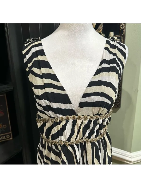 Trina Turk Zebra Print Silk Dress – Size Medium (8) – Ashley Tisdale 2000s - Image 4