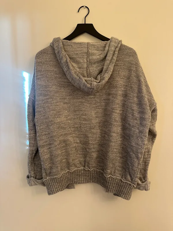 Free People Grey Knit Zip-up hoodie - Image 2