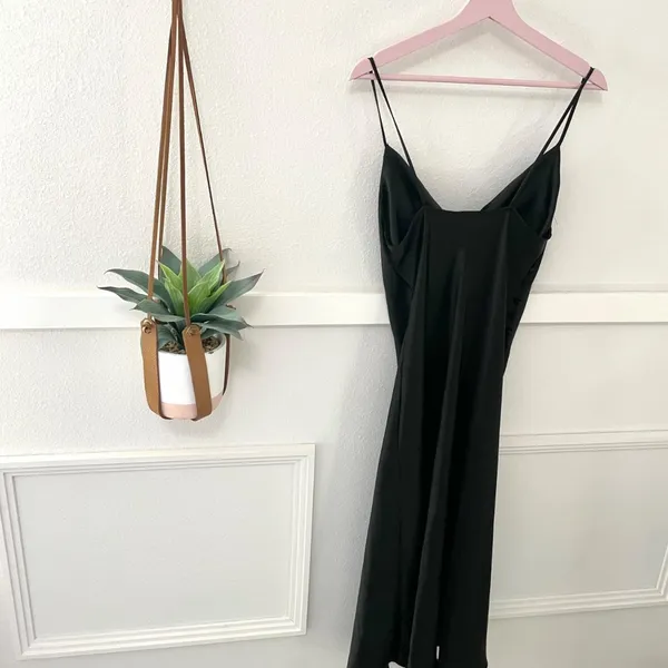 Zara Black Satin Silky Button Side Midi Dress Size M 7969/221/800 - Image 7
