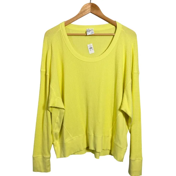 AE Offline Yellow Waffle Knit Long Sleeve Crewneck Top Size M‎ - Image 6