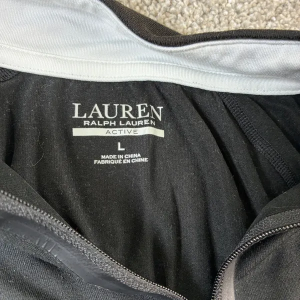 Lauren Ralph Lauren‎ Active Black Short Sleeve Zip Golf Athletic Top - L - Image 3